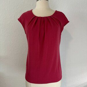 Ann Taylor S Knit Pleated Cap Sleeve Dressy Top Rose Pink